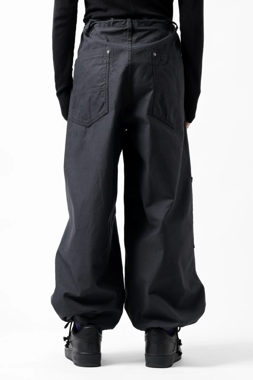 Y's WIDE STRAIGHT PANTS WORKER-DETAIL / BACK SATIN VULCANIZATION COTTON (BLACK) - Image 34