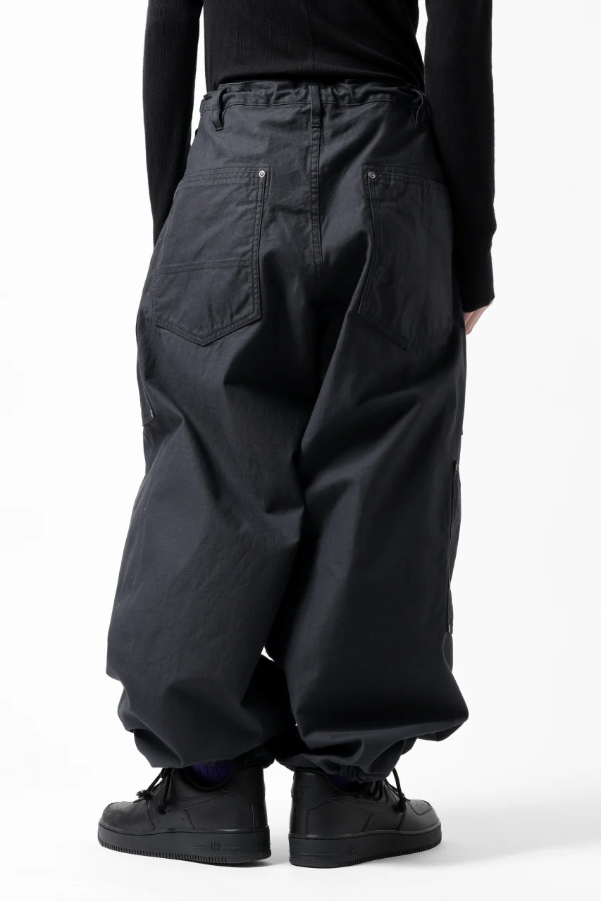Y's WIDE STRAIGHT PANTS WORKER-DETAIL / BACK SATIN VULCANIZATION COTTON (BLACK) - Image 36