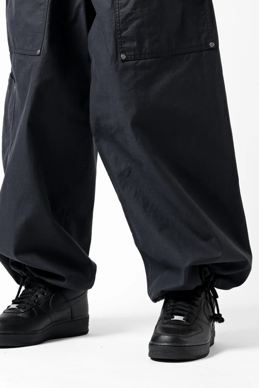 Y's WIDE STRAIGHT PANTS WORKER-DETAIL / BACK SATIN VULCANIZATION COTTON (BLACK) - Image 41