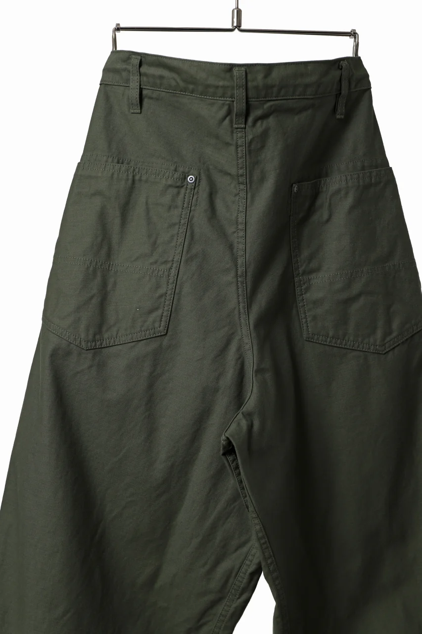 Y's WIDE STRAIGHT PANTS WORKER-DETAIL / BACK SATIN VULCANIZATION COTTON (KHAKI) - Image 17