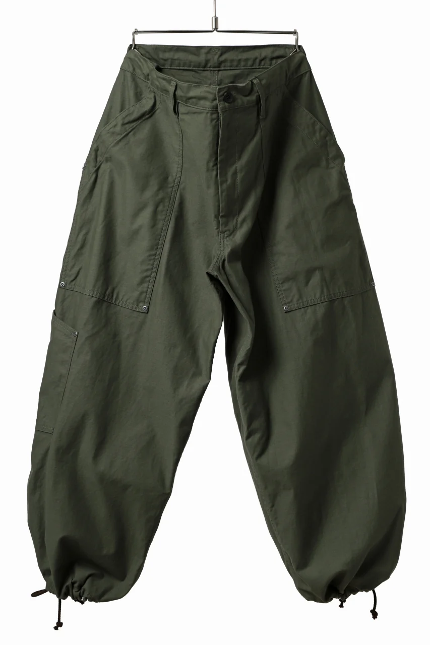 Y's WIDE STRAIGHT PANTS WORKER-DETAIL / BACK SATIN VULCANIZATION COTTON (KHAKI) - Image 2