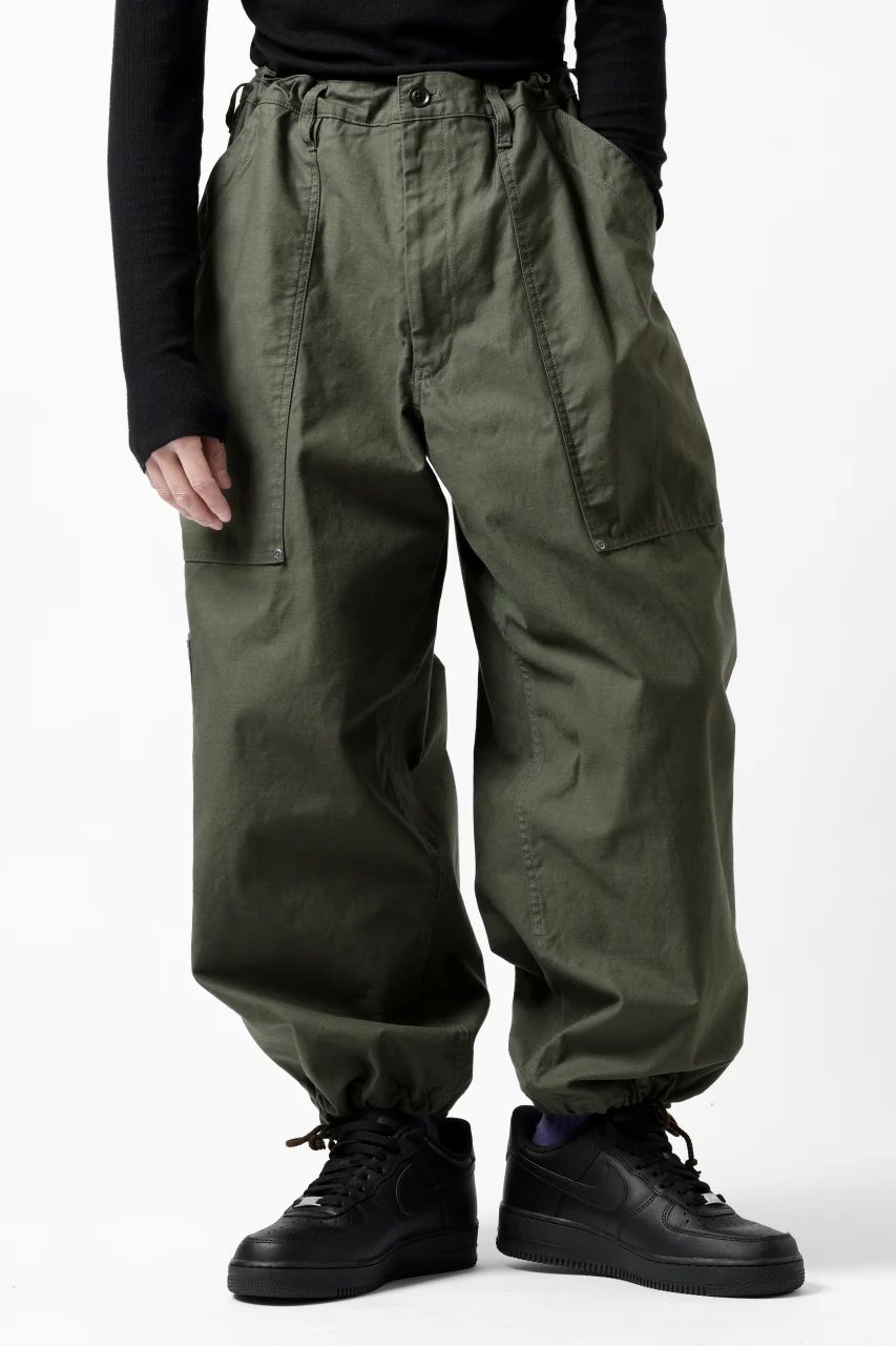 Y's WIDE STRAIGHT PANTS WORKER-DETAIL / BACK SATIN VULCANIZATION COTTON (KHAKI) - Image 3