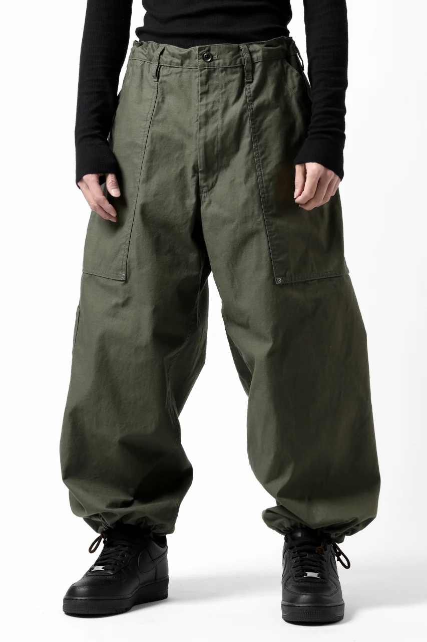 Y's WIDE STRAIGHT PANTS WORKER-DETAIL / BACK SATIN VULCANIZATION COTTON (KHAKI) - Image 32