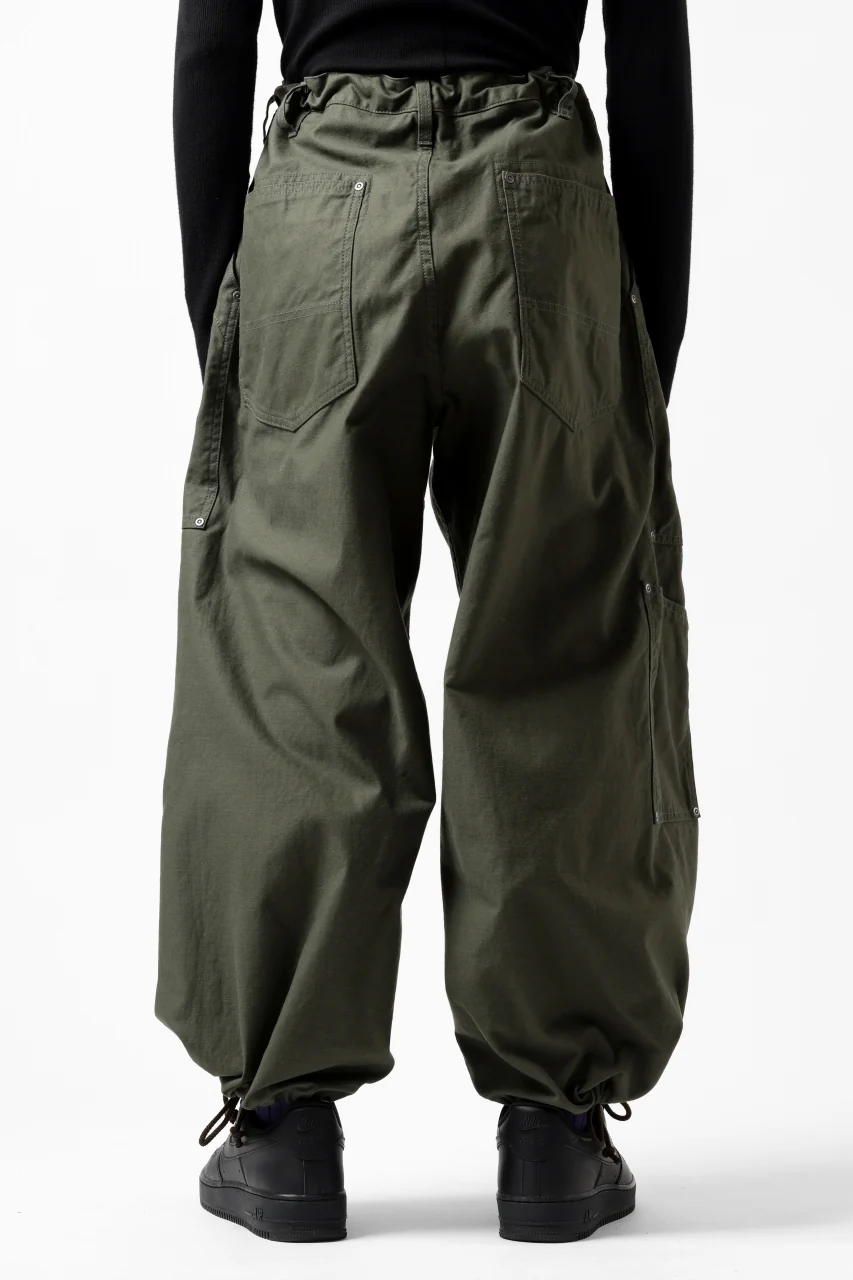 Y's WIDE STRAIGHT PANTS WORKER-DETAIL / BACK SATIN VULCANIZATION COTTON (KHAKI) - Image 6