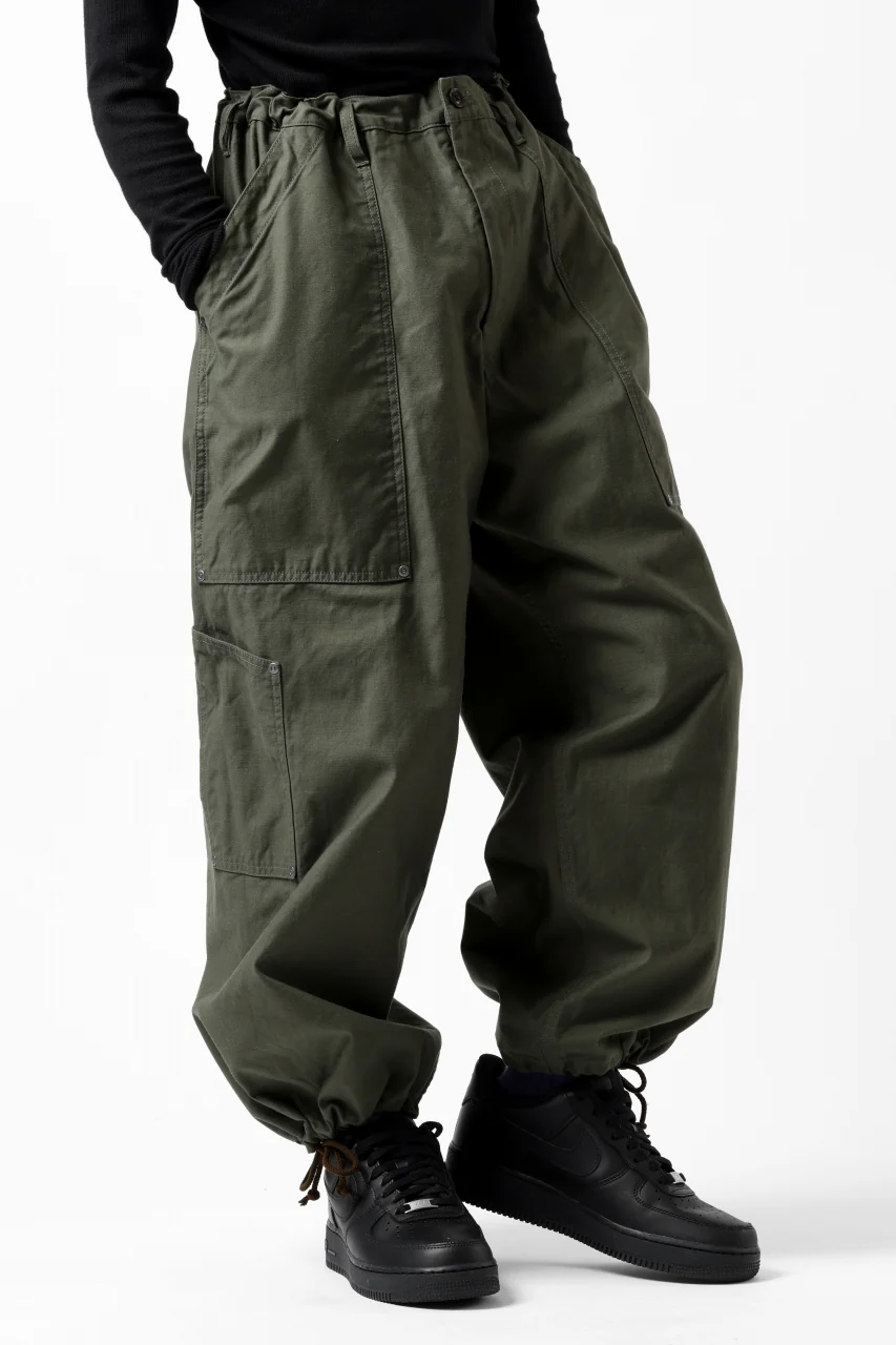 Y's WIDE STRAIGHT PANTS WORKER-DETAIL / BACK SATIN VULCANIZATION COTTON (KHAKI) - Image 8