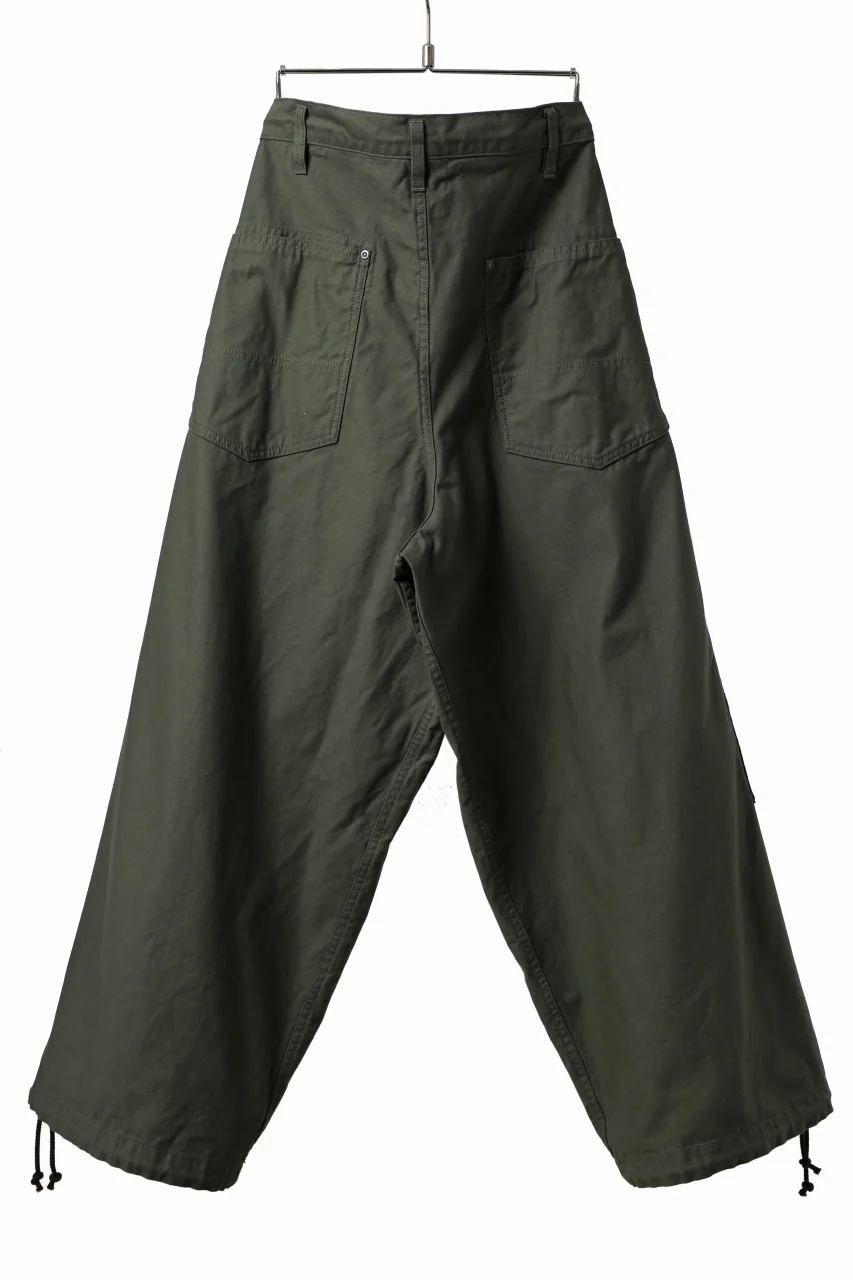 Y's WIDE STRAIGHT PANTS WORKER-DETAIL / BACK SATIN VULCANIZATION COTTON (KHAKI) - Image 9