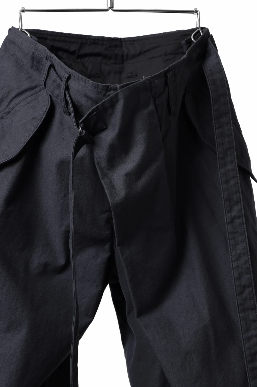 Y's WRAP WAIST PANTS ARMY-DETAIL / BACK SATIN VULCANIZATION COTTON (BLACK) - Image 10