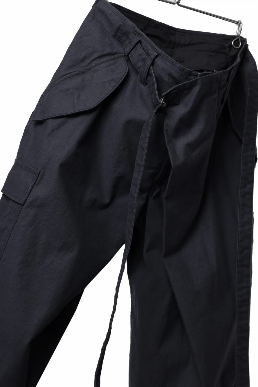 Y's WRAP WAIST PANTS ARMY-DETAIL / BACK SATIN VULCANIZATION COTTON (BLACK) - Image 13