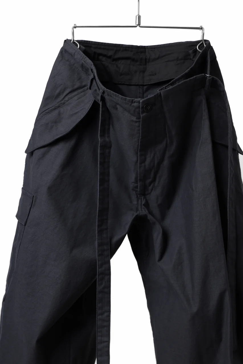 Y's WRAP WAIST PANTS ARMY-DETAIL / BACK SATIN VULCANIZATION COTTON (BLACK) - Image 16
