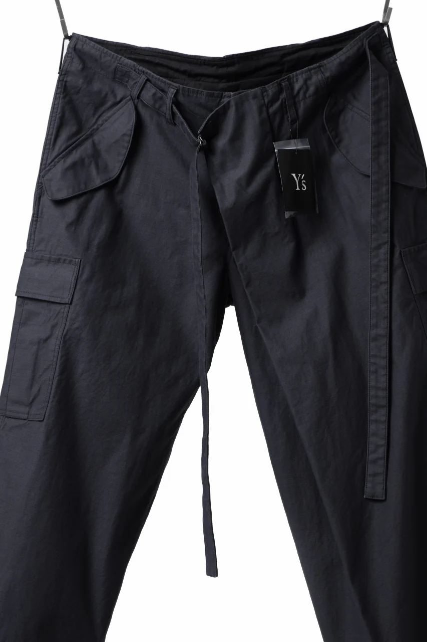Y's WRAP WAIST PANTS ARMY-DETAIL / BACK SATIN VULCANIZATION COTTON (BLACK) - Image 19
