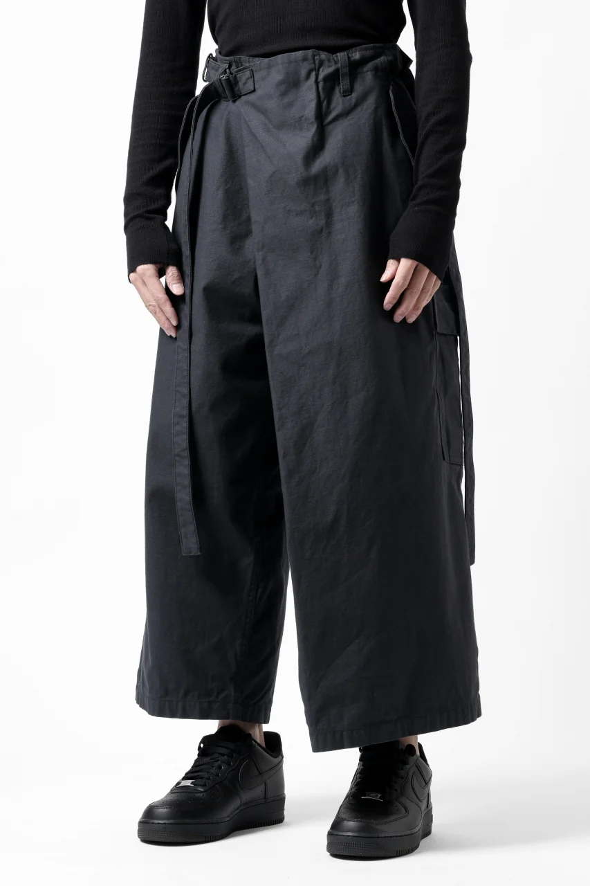 Y's WRAP WAIST PANTS ARMY-DETAIL / BACK SATIN VULCANIZATION COTTON (BLACK) - Image 22