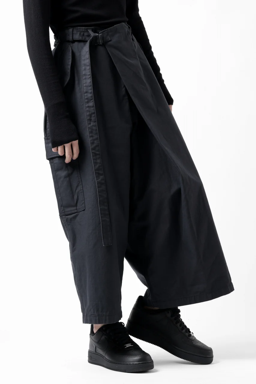 Y's WRAP WAIST PANTS ARMY-DETAIL / BACK SATIN VULCANIZATION COTTON (BLACK) - Image 23