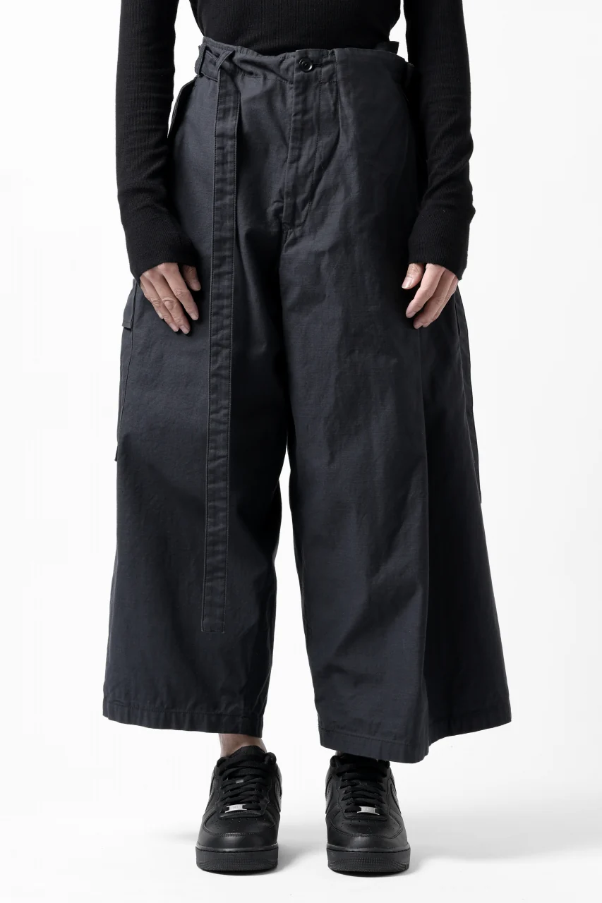 Y's WRAP WAIST PANTS ARMY-DETAIL / BACK SATIN VULCANIZATION COTTON (BLACK) - Image 24