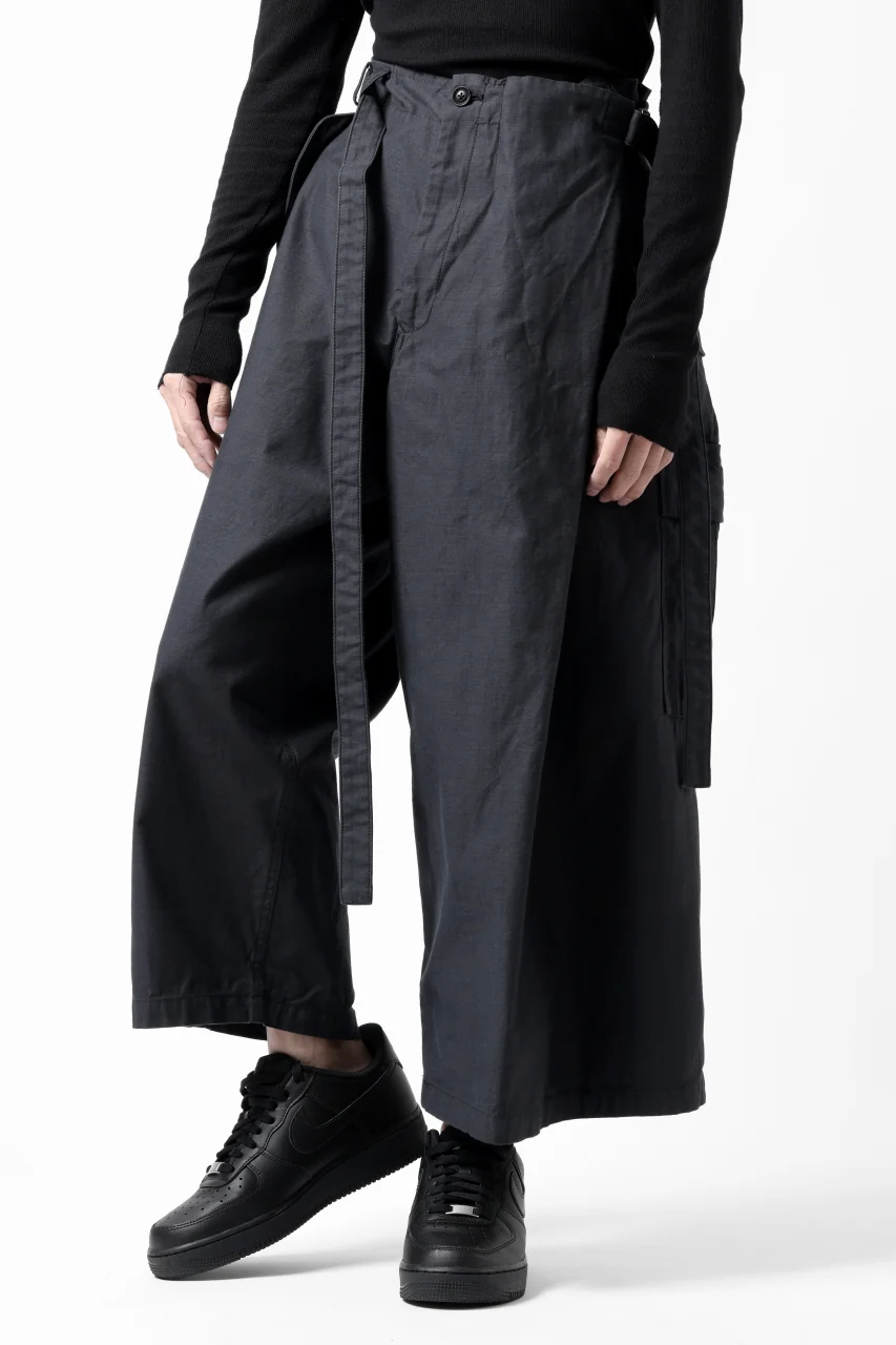 Y's WRAP WAIST PANTS ARMY-DETAIL / BACK SATIN VULCANIZATION COTTON (BLACK) - Image 26