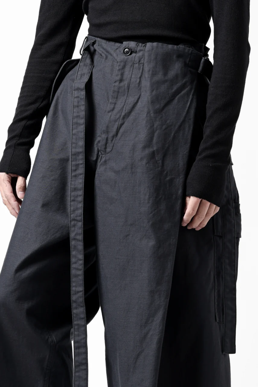 Y's WRAP WAIST PANTS ARMY-DETAIL / BACK SATIN VULCANIZATION COTTON (BLACK) - Image 31
