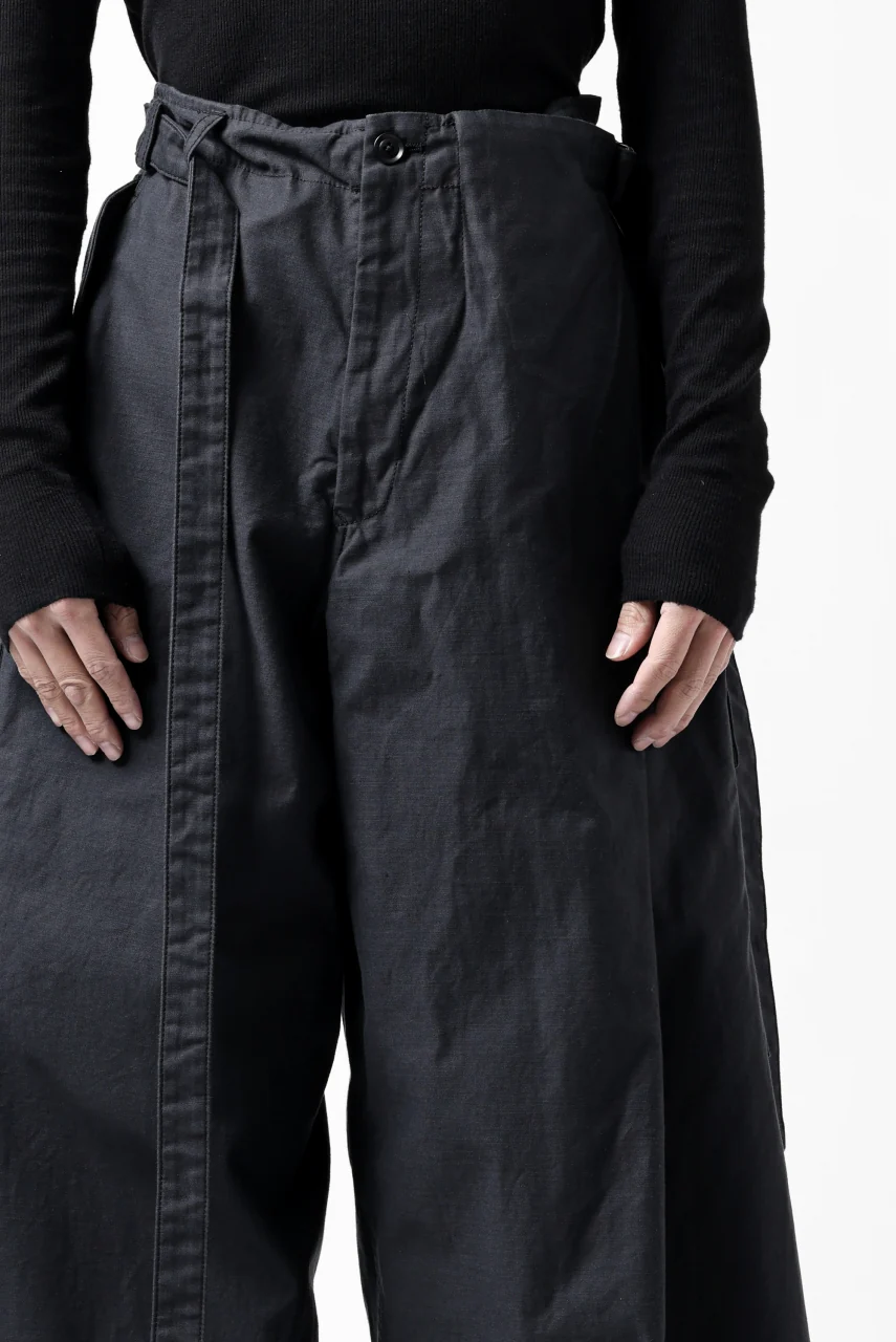 Y's WRAP WAIST PANTS ARMY-DETAIL / BACK SATIN VULCANIZATION COTTON (BLACK) - Image 32