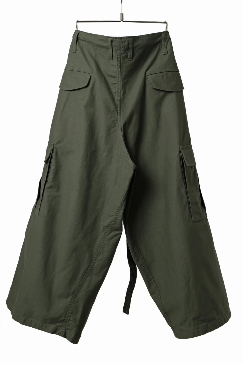 Y's WRAP WAIST PANTS ARMY-DETAIL / BACK SATIN VULCANIZATION COTTON (KHAKI) - Image 10