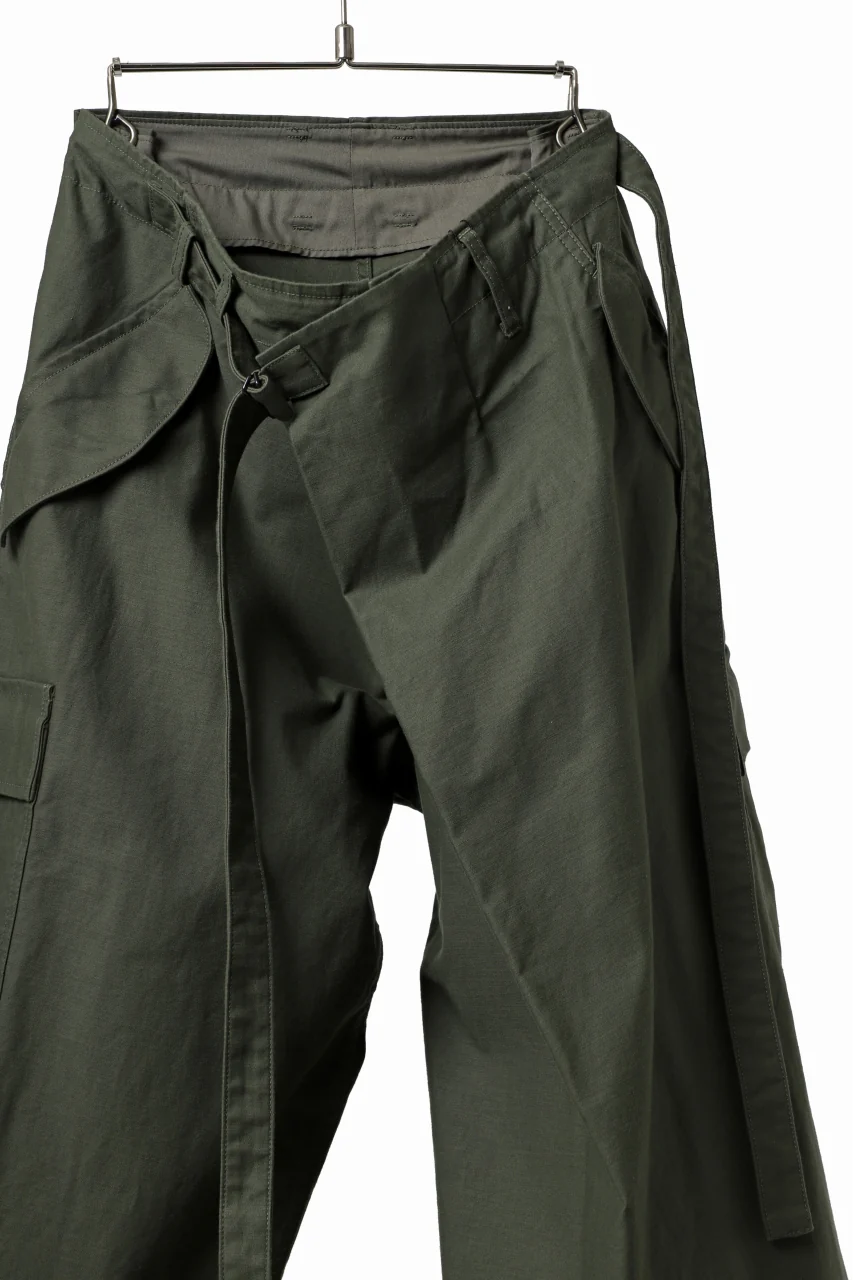 Y's WRAP WAIST PANTS ARMY-DETAIL / BACK SATIN VULCANIZATION COTTON (KHAKI) - Image 12
