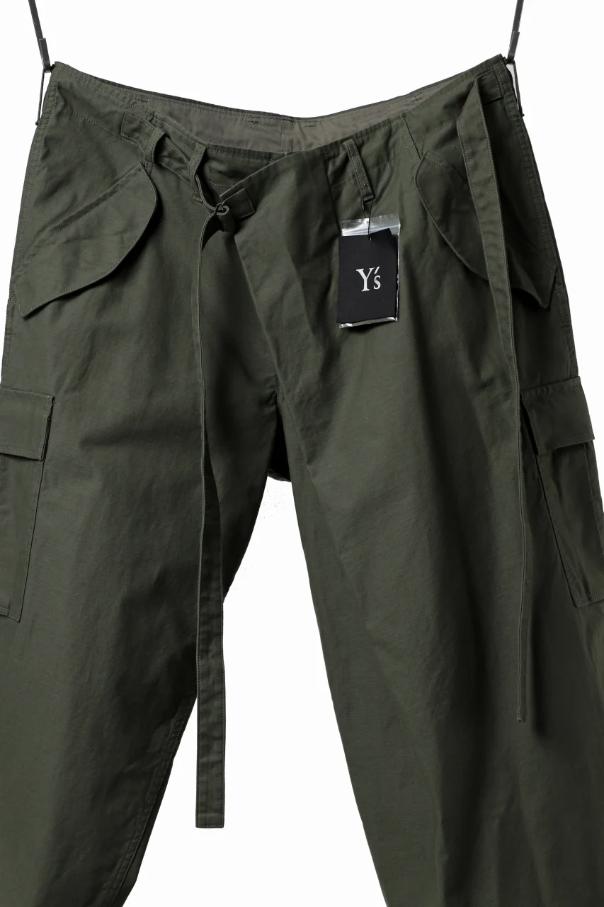 Y's WRAP WAIST PANTS ARMY-DETAIL / BACK SATIN VULCANIZATION COTTON (KHAKI) - Image 13