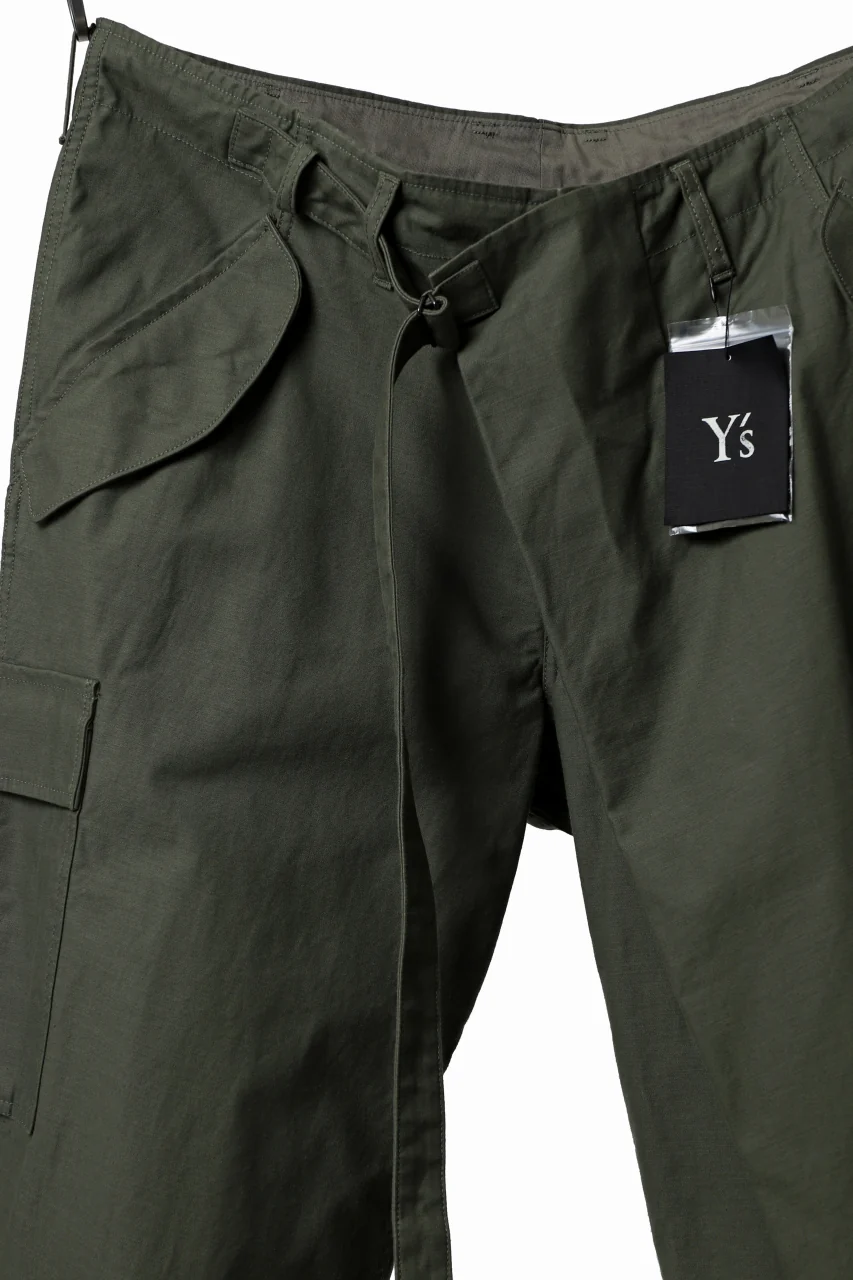 Y's WRAP WAIST PANTS ARMY-DETAIL / BACK SATIN VULCANIZATION COTTON (KHAKI) - Image 14