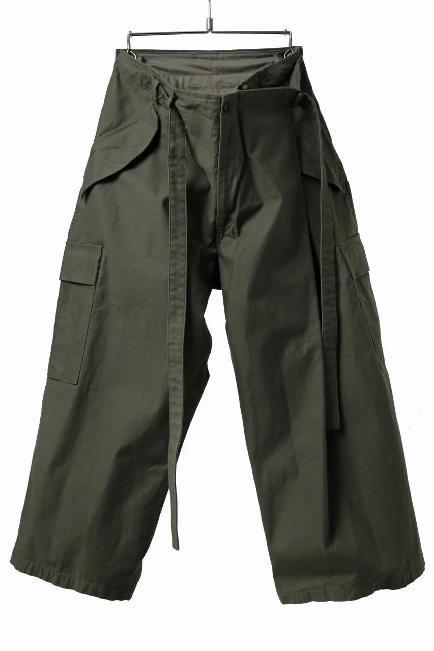 Y's WRAP WAIST PANTS ARMY-DETAIL / BACK SATIN VULCANIZATION COTTON (KHAKI) - Image 18