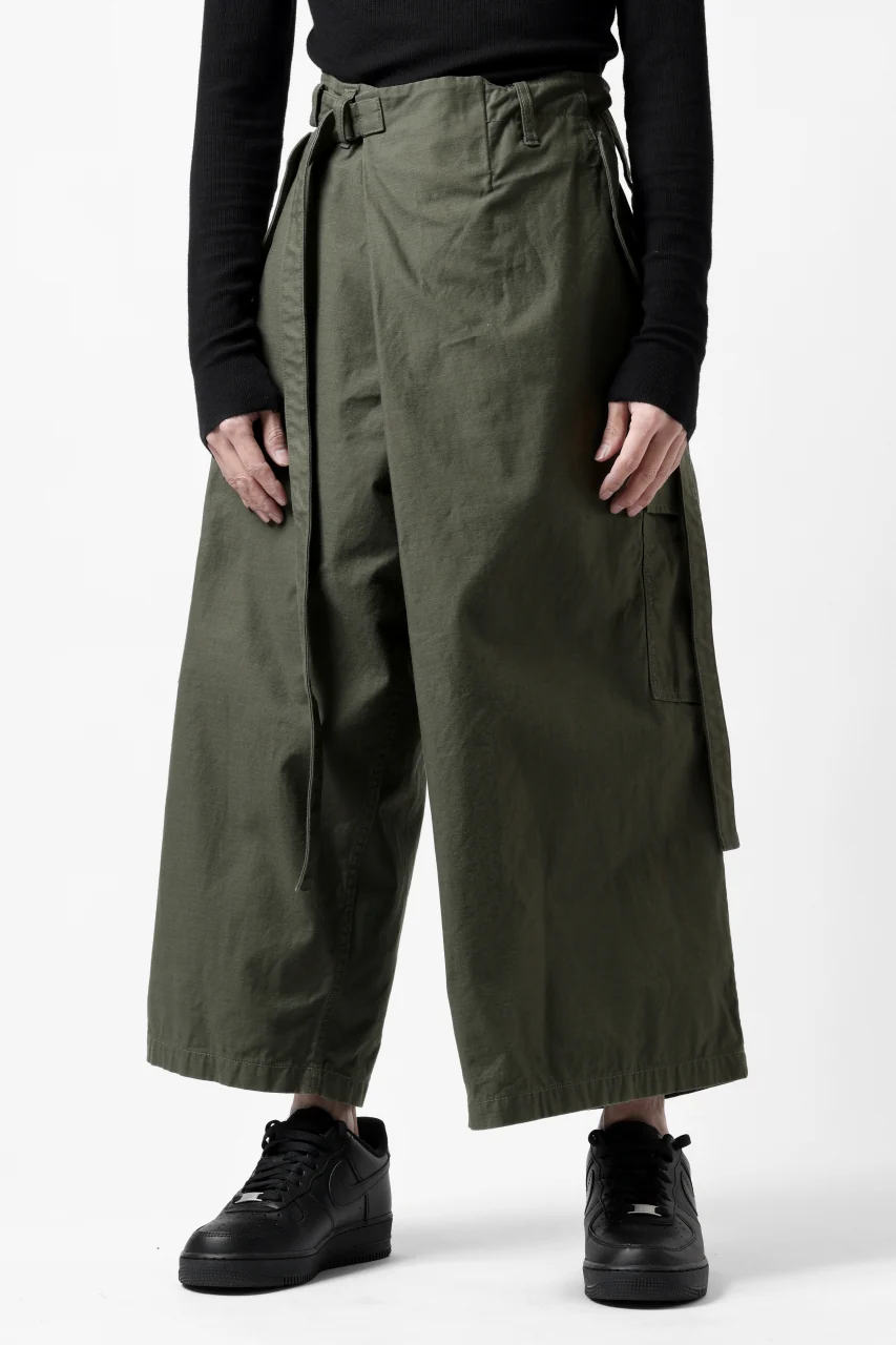 Y's WRAP WAIST PANTS ARMY-DETAIL / BACK SATIN VULCANIZATION COTTON (KHAKI) - Image 25