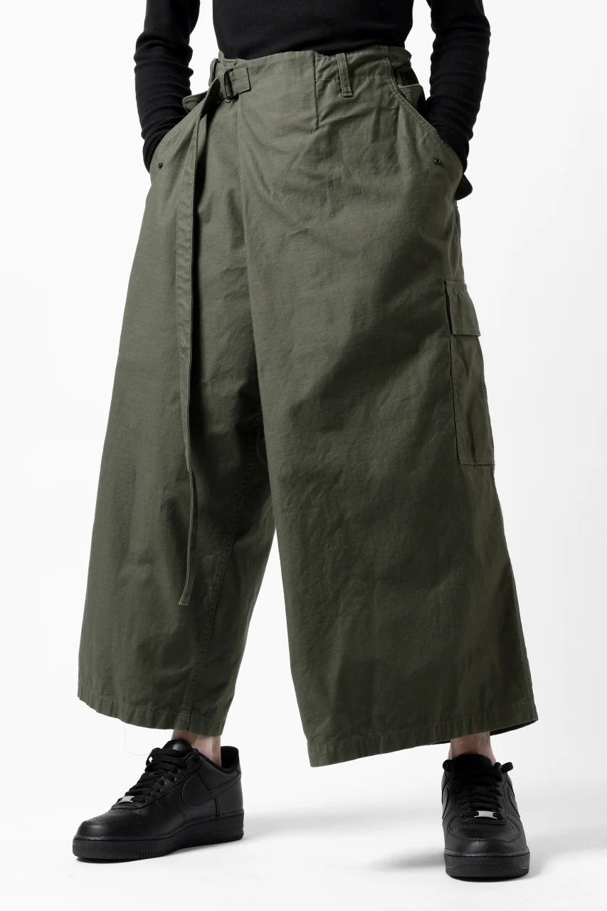 Y's WRAP WAIST PANTS ARMY-DETAIL / BACK SATIN VULCANIZATION COTTON (KHAKI) - Image 26