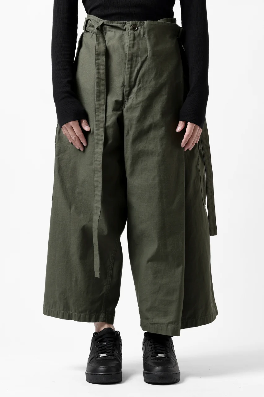 Y's WRAP WAIST PANTS ARMY-DETAIL / BACK SATIN VULCANIZATION COTTON (KHAKI) - Image 27