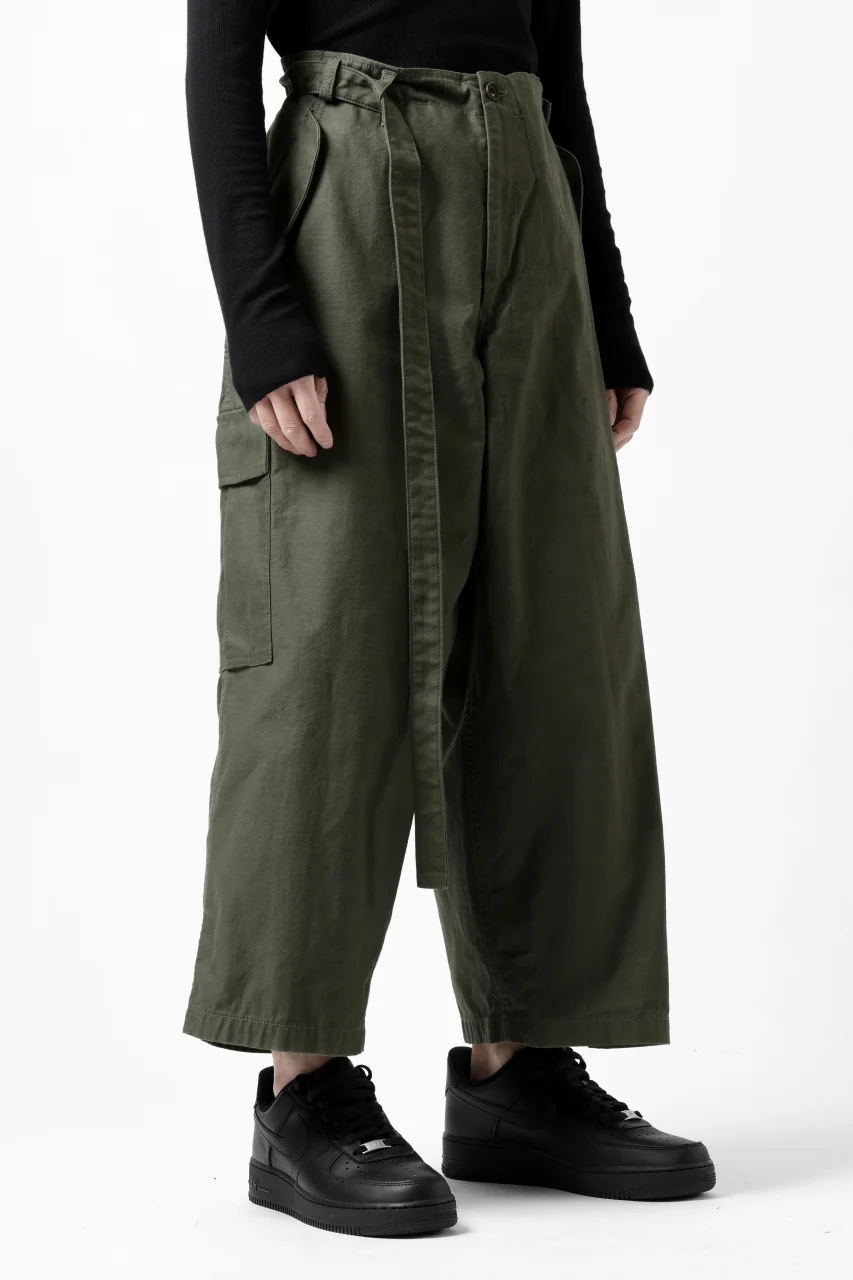 Y's WRAP WAIST PANTS ARMY-DETAIL / BACK SATIN VULCANIZATION COTTON (KHAKI) - Image 28