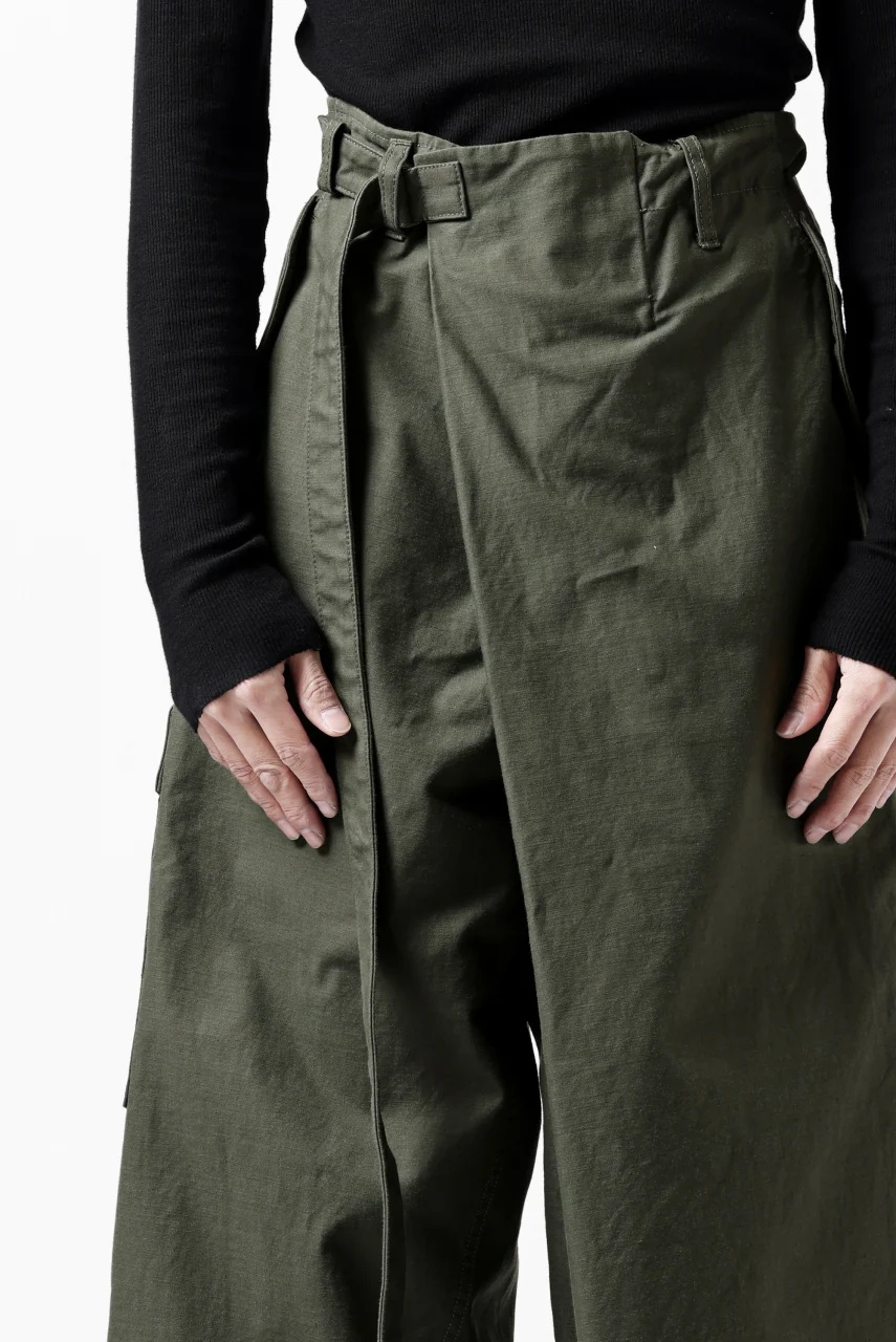 Y's WRAP WAIST PANTS ARMY-DETAIL / BACK SATIN VULCANIZATION COTTON (KHAKI) - Image 30