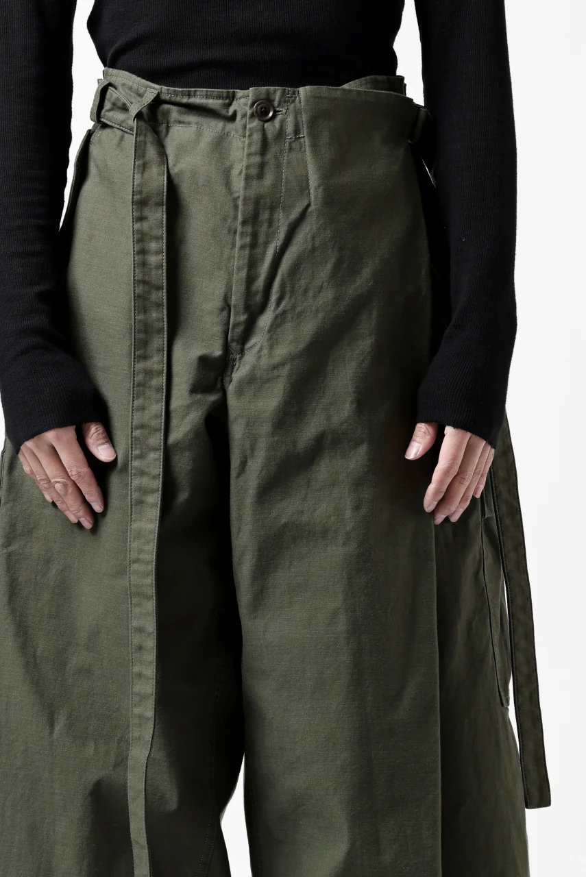 Y's WRAP WAIST PANTS ARMY-DETAIL / BACK SATIN VULCANIZATION COTTON (KHAKI) - Image 31