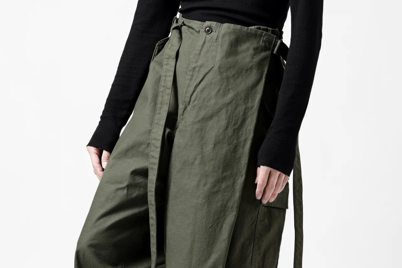 Y's WRAP WAIST PANTS ARMY-DETAIL / BACK SATIN VULCANIZATION COTTON (KHAKI) - Image 38