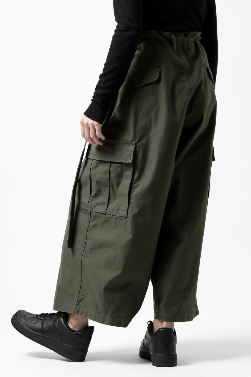 Y's WRAP WAIST PANTS ARMY-DETAIL / BACK SATIN VULCANIZATION COTTON (KHAKI) - Image 5