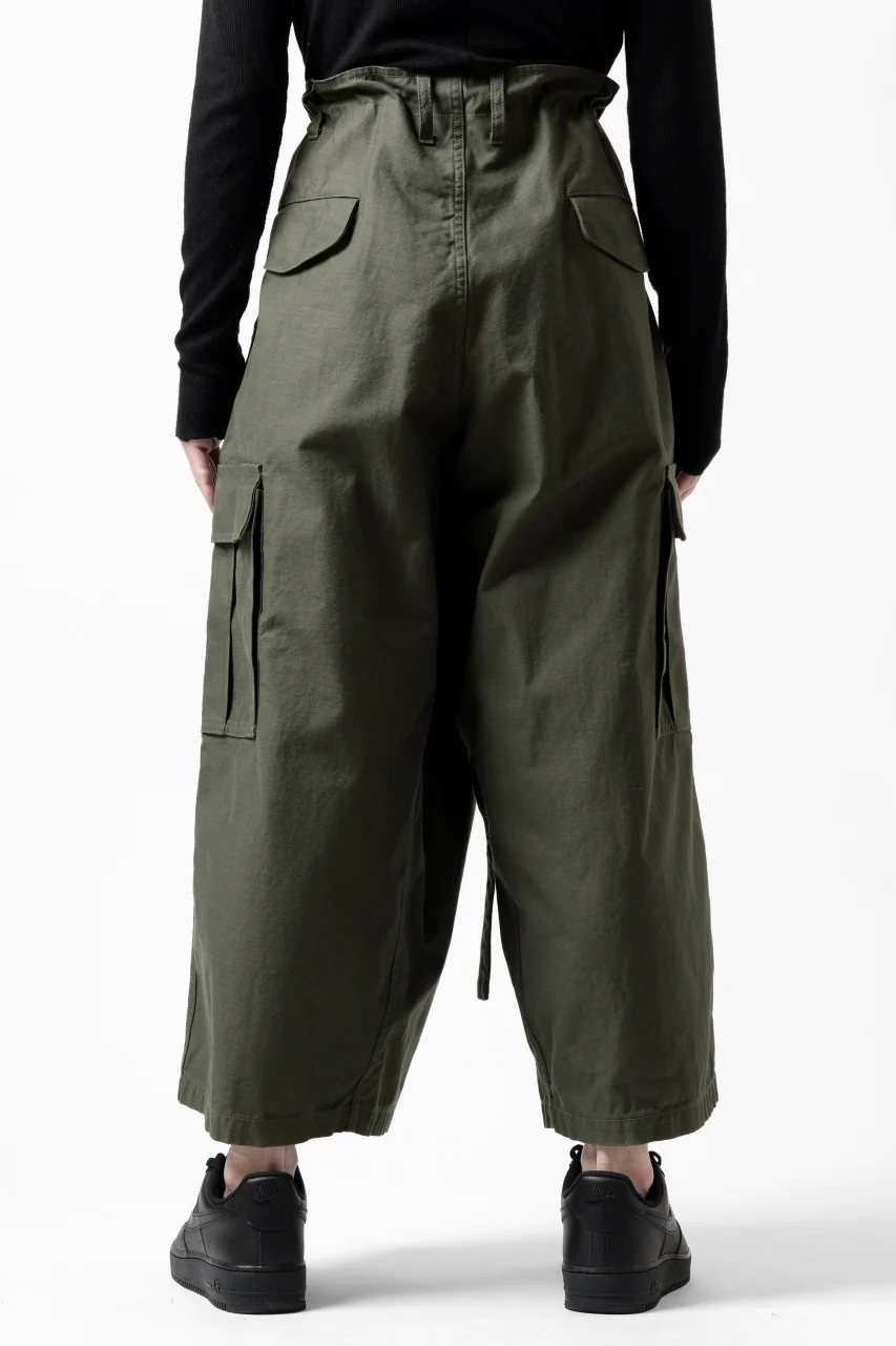 Y's WRAP WAIST PANTS ARMY-DETAIL / BACK SATIN VULCANIZATION COTTON (KHAKI) - Image 6