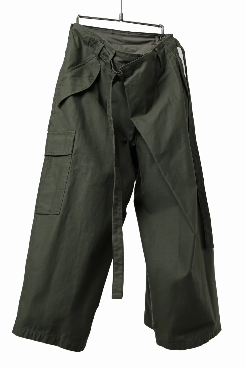 Y's WRAP WAIST PANTS ARMY-DETAIL / BACK SATIN VULCANIZATION COTTON (KHAKI) - Image 8