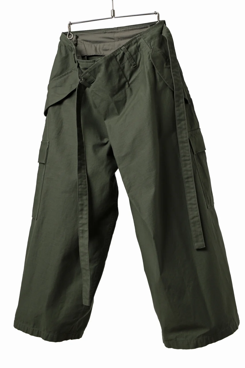 Y's WRAP WAIST PANTS ARMY-DETAIL / BACK SATIN VULCANIZATION COTTON (KHAKI) - Image 9