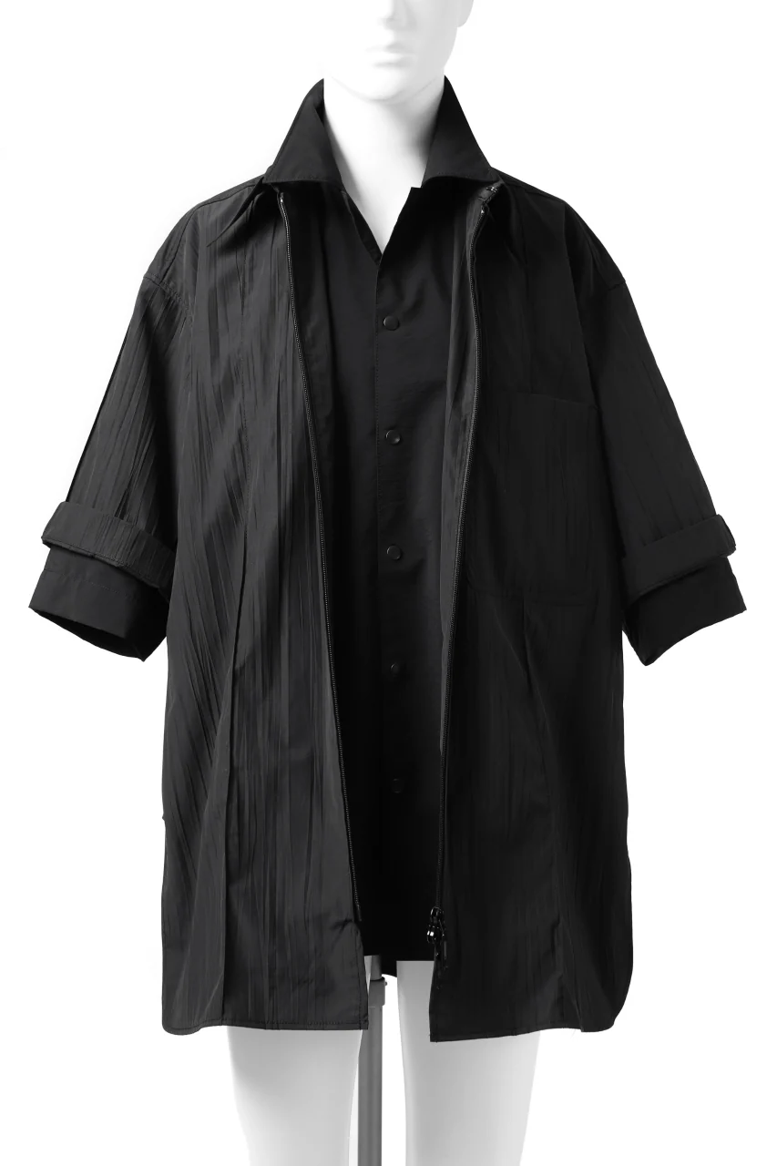 Y's.... WRINKLE TEXTURE LAYERED H/S SHIRT (BLACK) - Image 2
