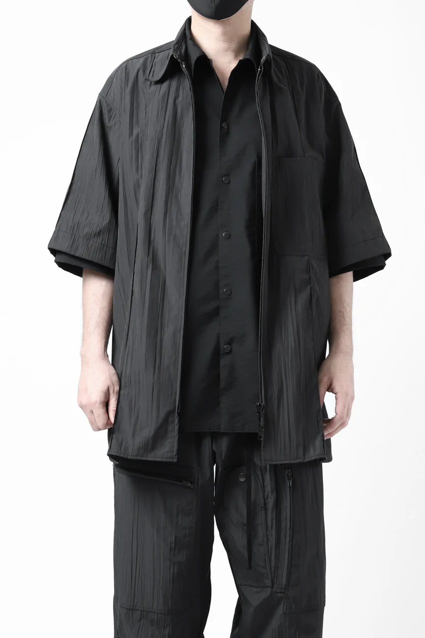 Y's.... WRINKLE TEXTURE LAYERED H/S SHIRT (BLACK) - Image 4