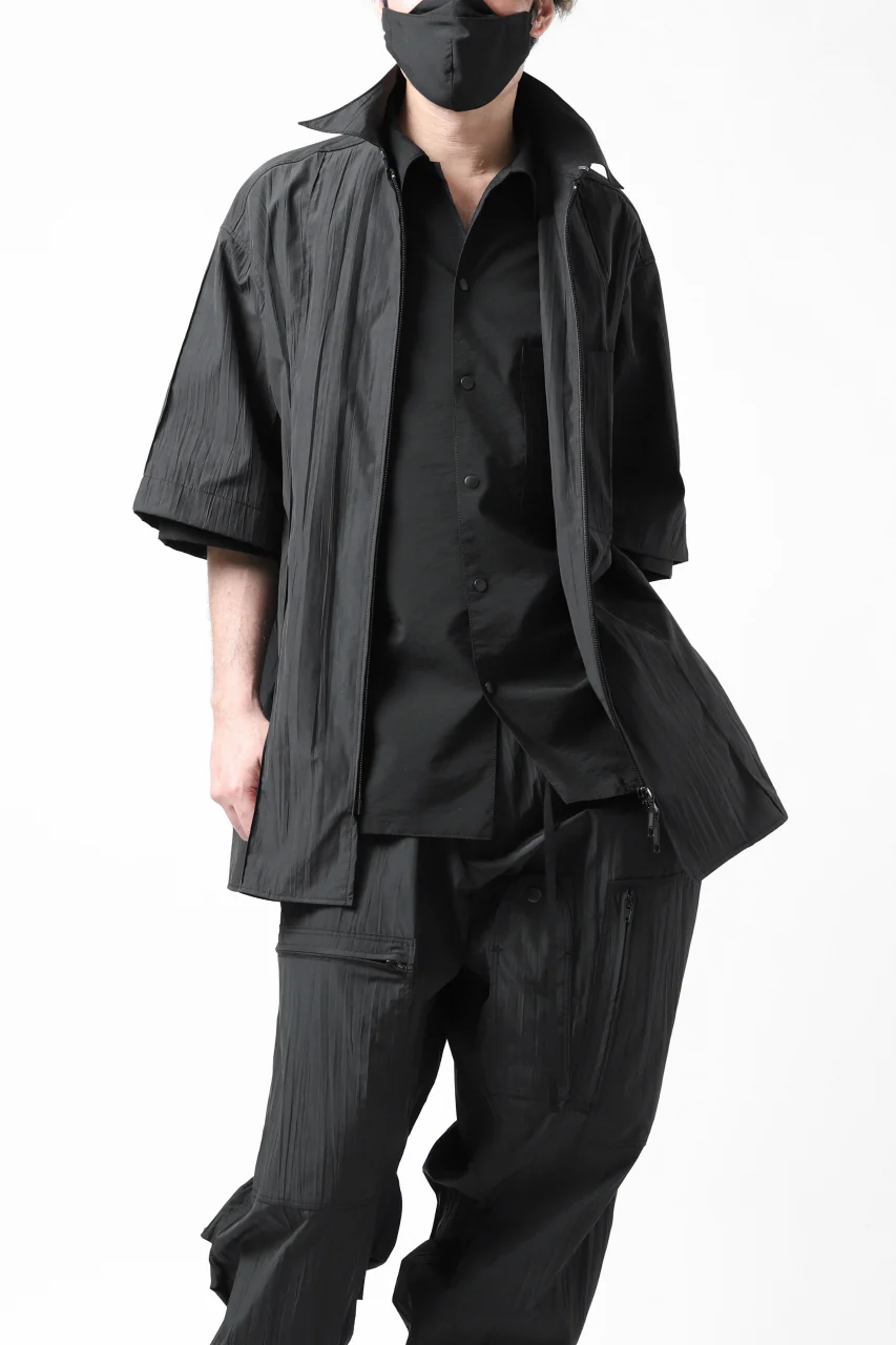 Y's.... WRINKLE TEXTURE LAYERED H/S SHIRT (BLACK) - Image 7