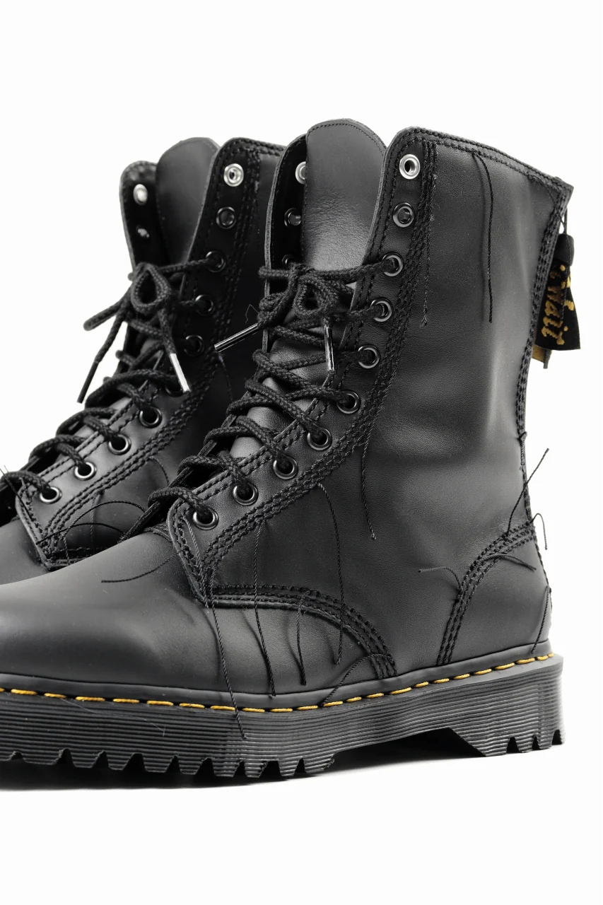 Y's x Dr. Martens 10 EYES BACK ZIP THREAD BOOTS (BLACK) - Image 10