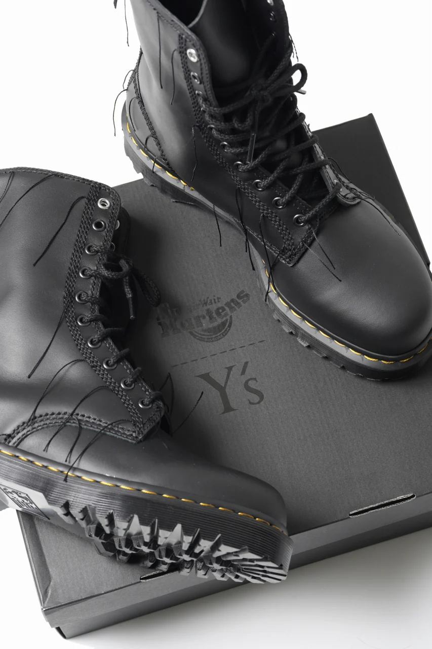 Y's x Dr. Martens 10 EYES BACK ZIP THREAD BOOTS (BLACK) - Image 14