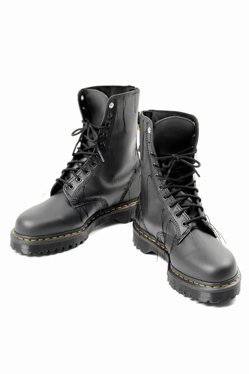 Y's x Dr. Martens 10 EYES BACK ZIP THREAD BOOTS (BLACK) - Image 4