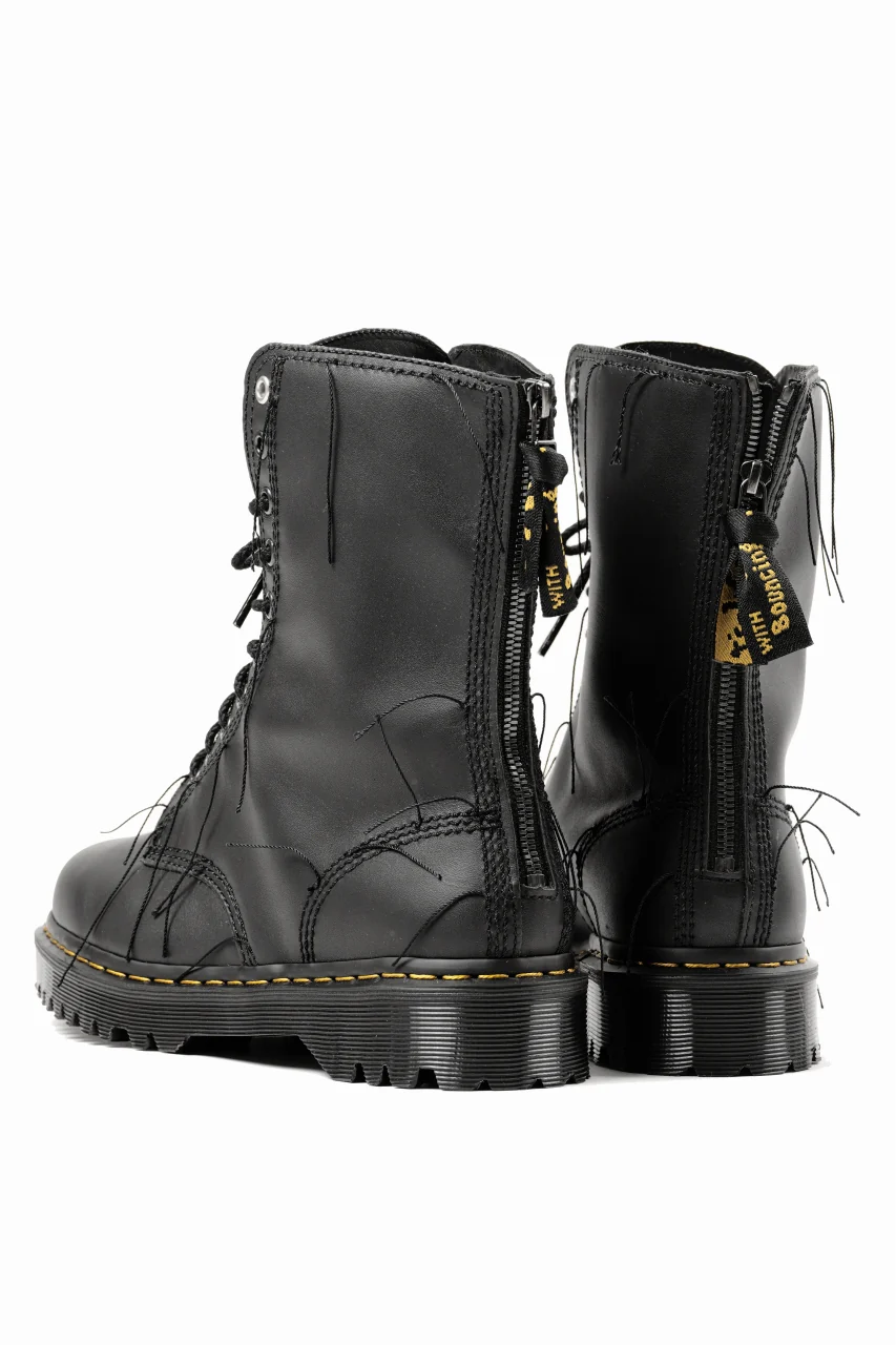 Y's x Dr. Martens 10 EYES BACK ZIP THREAD BOOTS (BLACK) - Image 7