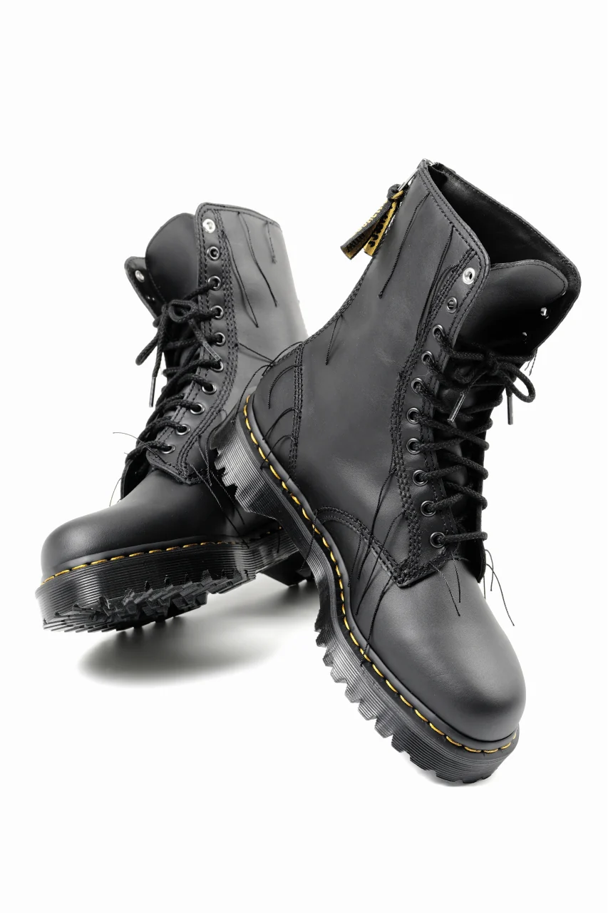 Y's x Dr. Martens 10 EYES BACK ZIP THREAD BOOTS (BLACK) - Image 8