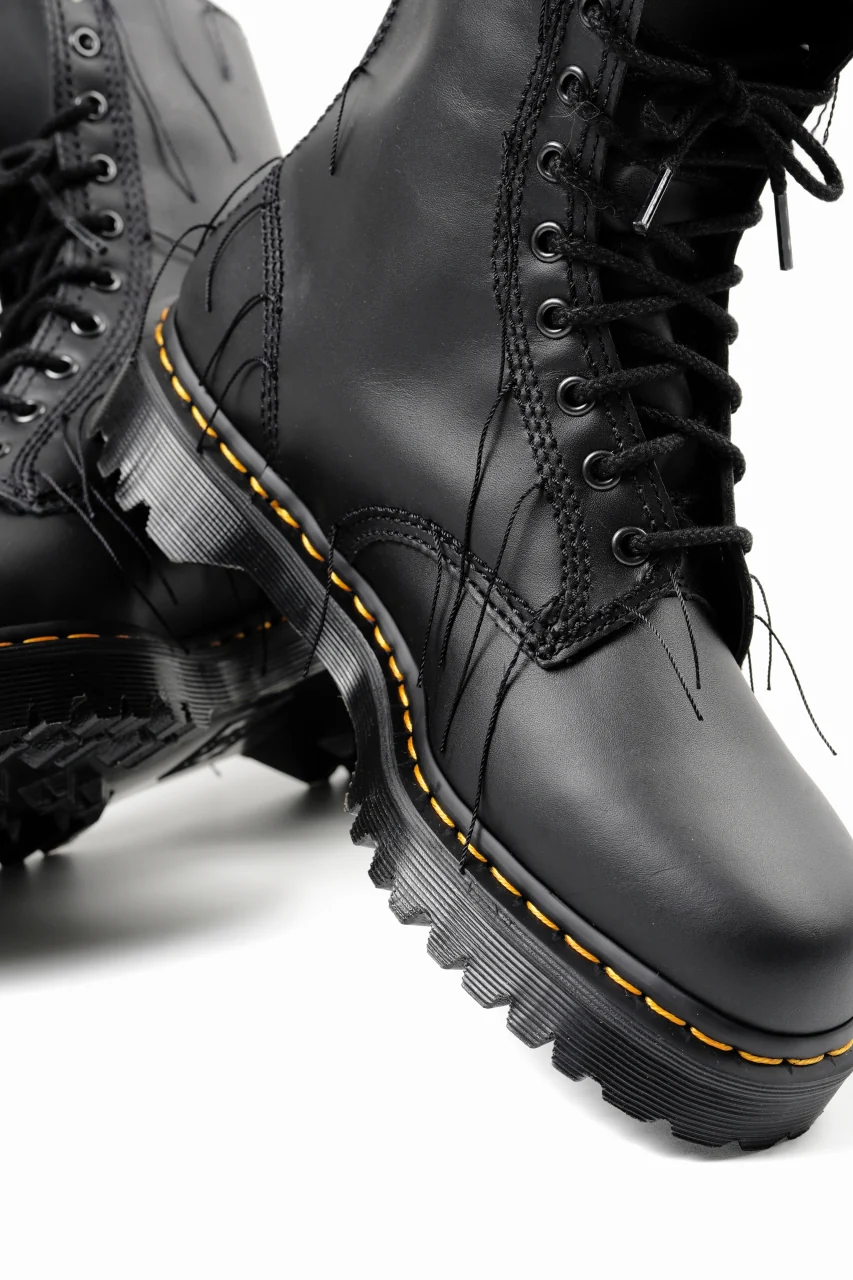 Y's x Dr. Martens 10 EYES BACK ZIP THREAD BOOTS (BLACK) - Image 9