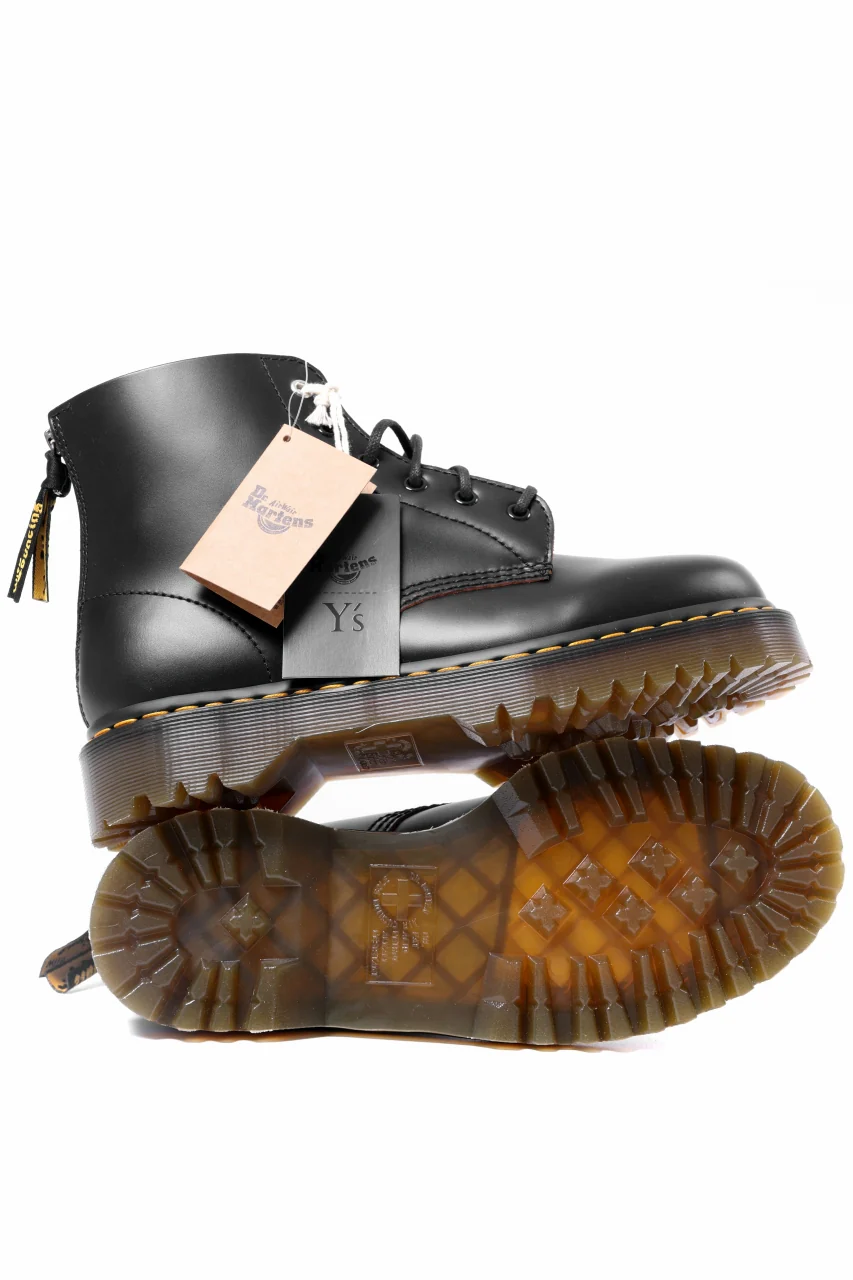 Y's x Dr. Martens 6-EYES BACK ZIP BOOTS 101 / VINTAGE SMOOTH (BLACK) - Image 4