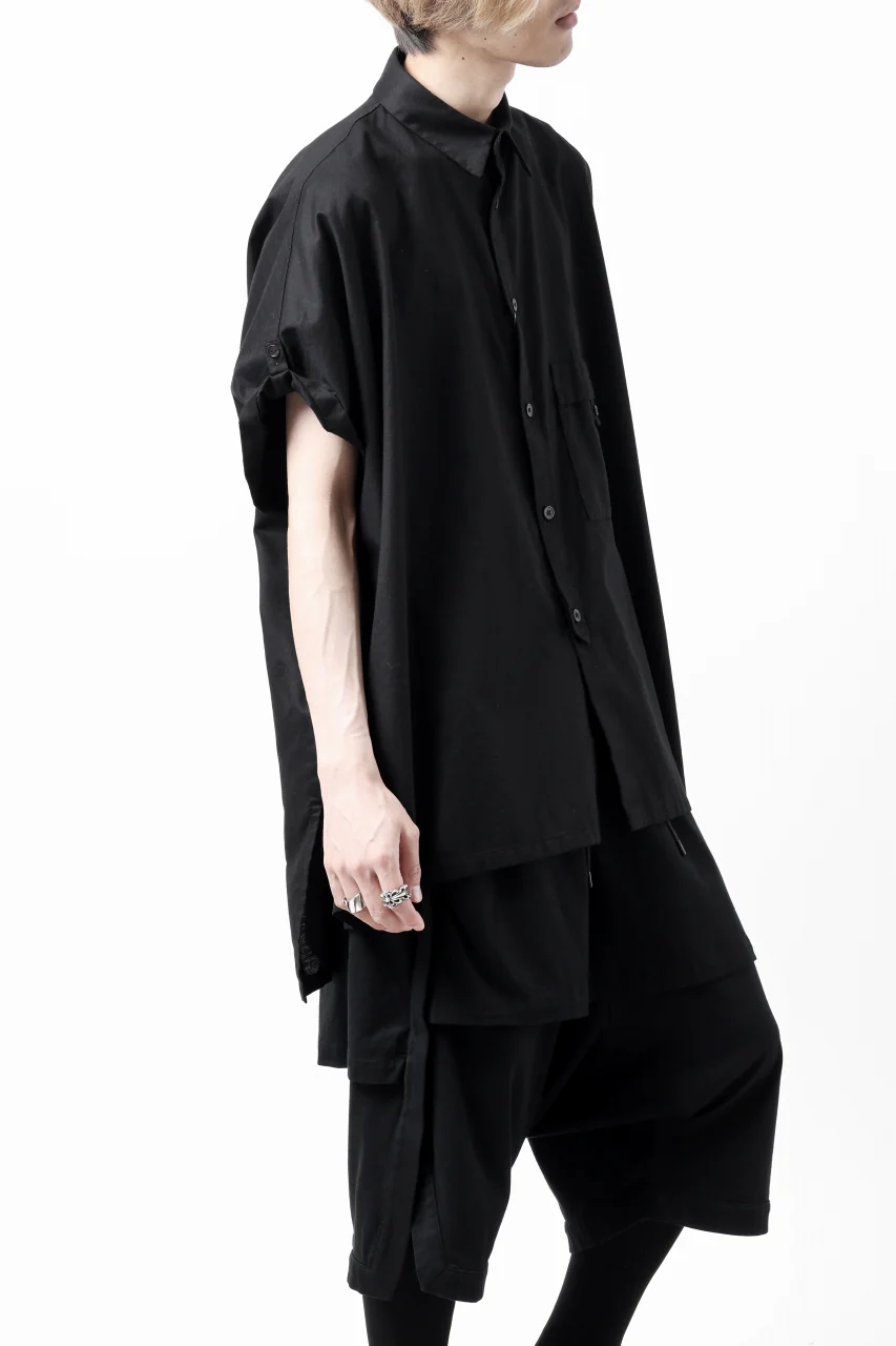 Y's ROLLED UP SLEEVE SHIRT BLOUSE / THIN TWILL (BLACK) - Image 10