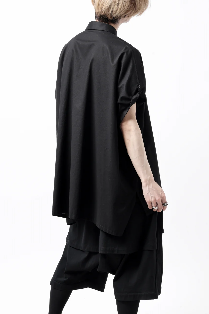 Y's ROLLED UP SLEEVE SHIRT BLOUSE / THIN TWILL (BLACK) - Image 14