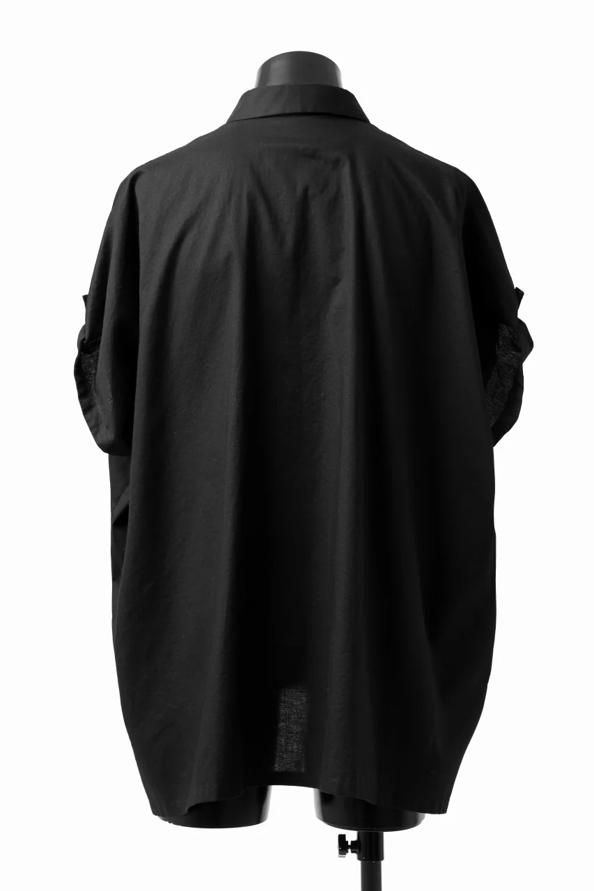 Y's ROLLED UP SLEEVE SHIRT BLOUSE / THIN TWILL (BLACK) - Image 19