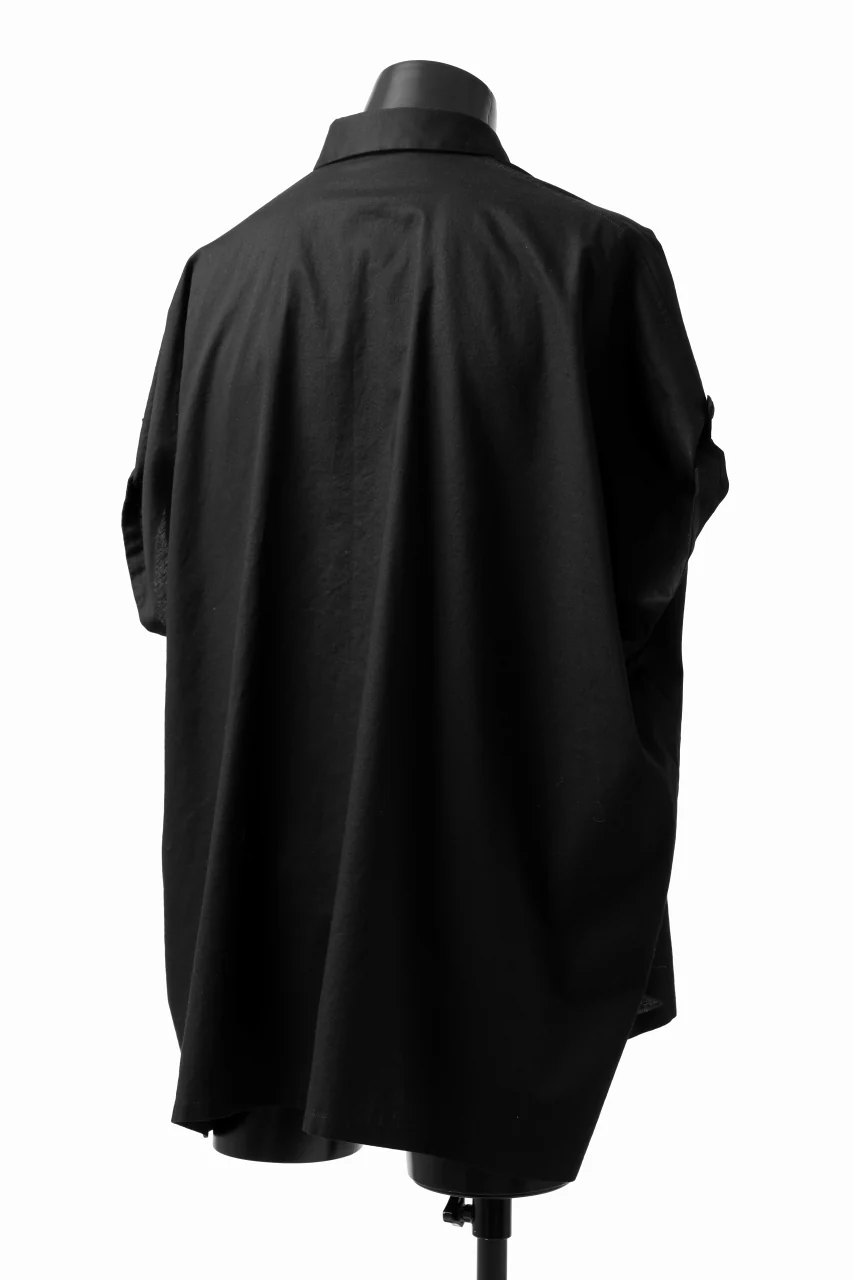 Y's ROLLED UP SLEEVE SHIRT BLOUSE / THIN TWILL (BLACK) - Image 20